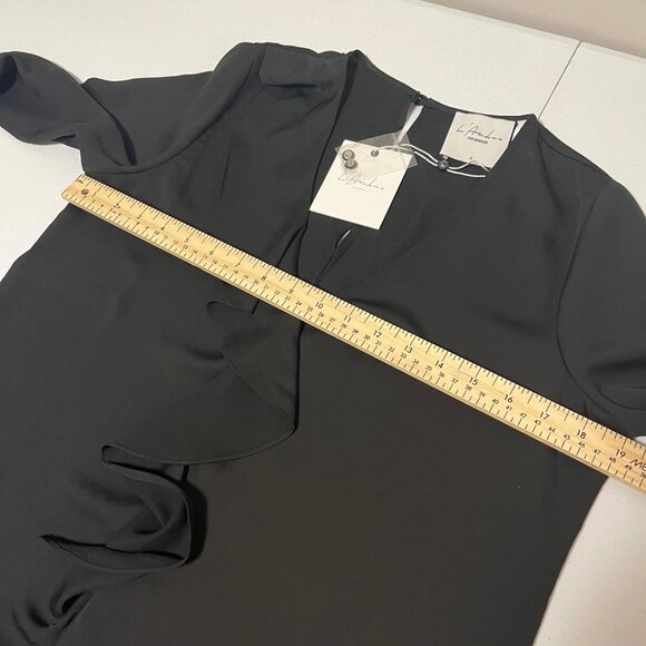 NWT Revolve L'Academie Ruffle Blouse V Neck Long Sleeve Top Size Small Black - Picture 9 of 15